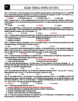 80 Câu trắc nghiệm Vật lí 12 - Bài 8 Giao thoa sóng (Có đáp án)